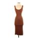 Monrow Casual Dress - Midi Scoop Neck Sleeveless: Brown Solid Dresses - Women's Size X-Small