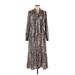 Zara Casual Dress - A-Line V Neck 3/4 sleeves: Brown Snake Print Dresses - Women's Size Medium