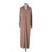Z Supply Casual Dress - Sweater Dress Collared 3/4 sleeves: Brown Dresses - Women's Size Medium