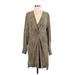 Rag & Bone Casual Dress - Mini V-Neck Long sleeves: Tan Leopard Print Dresses - Women's Size Small