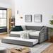 Full Size Daybed with Trundle - Elegant Upholstered Sofa Bed, Linen Fabric, Grey/Beige (82.5"x58"x34")