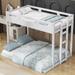 Solid Wood Twin Over Full Bunk Bed w/Built-in Ladder&Guardrail,White