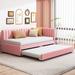 Linen Fabric Upholstered Daybed Frame, Modern Sofa Bed for Apartment Living Room Bedoom, No Box Spring Needed