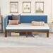 Upholstered Daybed, Mid Century Linen Fabric with Backrest & Armrests