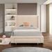 Twin Size Modern Design White Beige Teddy Farbric Footboard Storage Big Drawer Wingback With Pockets Upholstered Bed