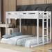 Solid Wood Twin Over Full Bunk Bed with Built-in Ladder & Guardrail