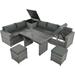 6-Piece Garden Patio Wicker Sectional Furniture Set with Adjustable Seat