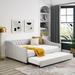 Full Size Daybed with Twin Size Trundle - Elegant Design, Tufted Sofa Bed, and Grey/White Soft Fabric (80.5"x55.5"x27.5")
