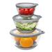 MR.CHOU Glass Mixing Bowl Set of 3 with BPA Free Airtight Lids, Nesting Bowls Safe, 2.2, 1.1, 0.5 QT Gray