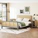 3 Pieces Rattan Full Platform Bed with 2 Rattan Nightstands, Rustic Storage Bed Frame with Headboard & Footboard, Gray