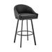 Sheryl 30 Inch Swivel Bar Stool Chair, Black Low Back in Vegan Faux Leather