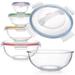 Glass Mixing Bowls,Nesting Bowls,Space-Saving Glass Bowls with Lids Food Storage,Set of 5 Stackable Microwave Glass Containers