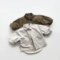 2024 Spring New Baby Vintage Versatile Shirts Coat Children Long Sleeve Tops Girls Boys Cotton