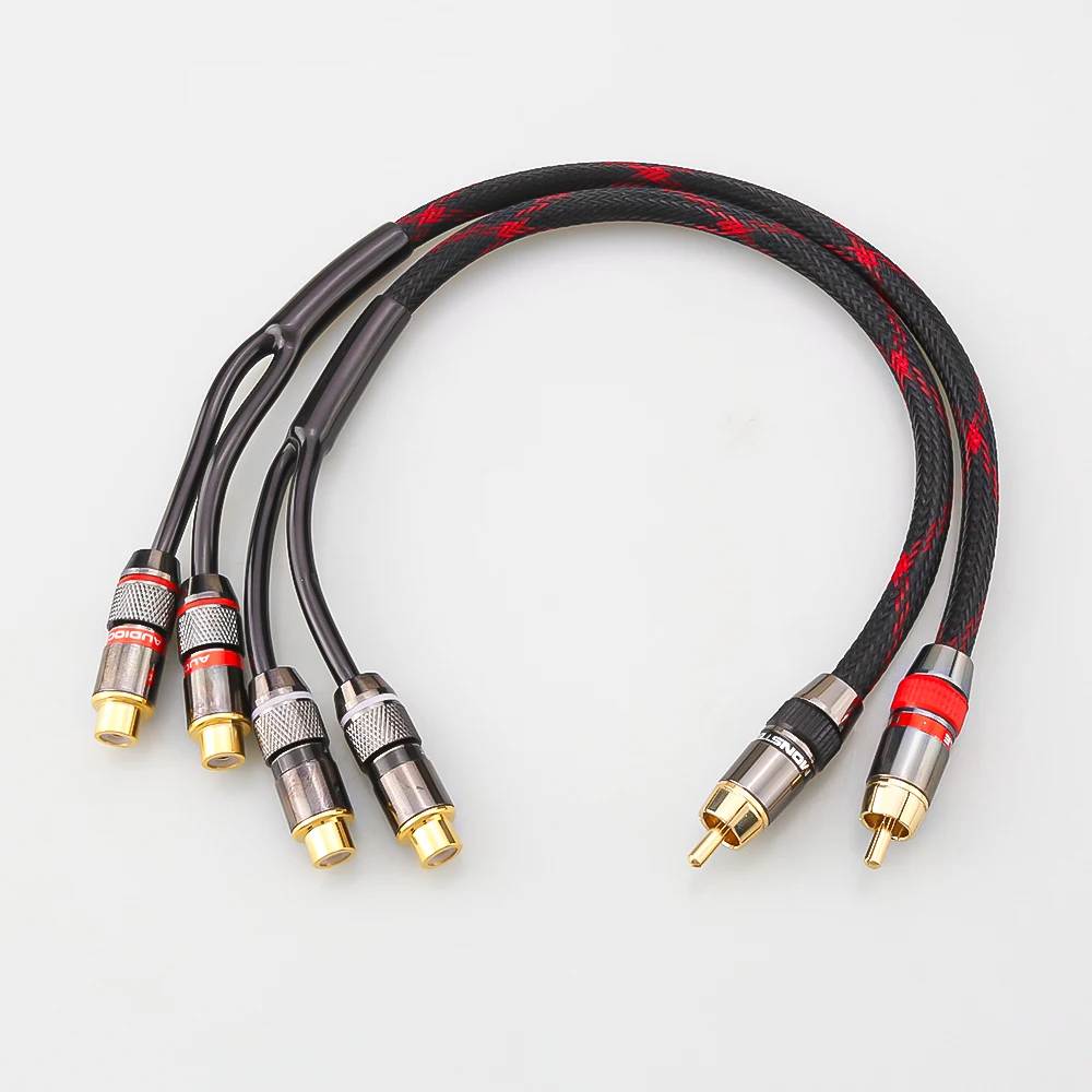 HiFi Y Splitter Audio Kabel RCA Stecker auf 2 Buchse Stecker RCA Stecker Adapter Kabel Draht Kabel für Verstärker Image