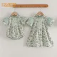 Baby Girls Short Sleeve Sweet Printing Sisters Dress Newborn Baby Girls Clothes Rompers Infant Kids