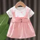 Robe d'été pour petites filles tenue de princesse à pois à manches courtes décontractée trapèze