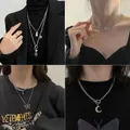 Y2k Mode Herz Schmetterling Kreuz Tropfen Anhänger Halskette Frauen Teenager Mädchen Punk Link Kette