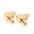 2X Brass RCA Right Angle Male To Female Gold Plated Connector 90 Degree Adapters Dropship