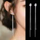 2024 New Gold Color Long Crystal Tassel Dangle Earrings for Women Wedding Drop Earring Fashion