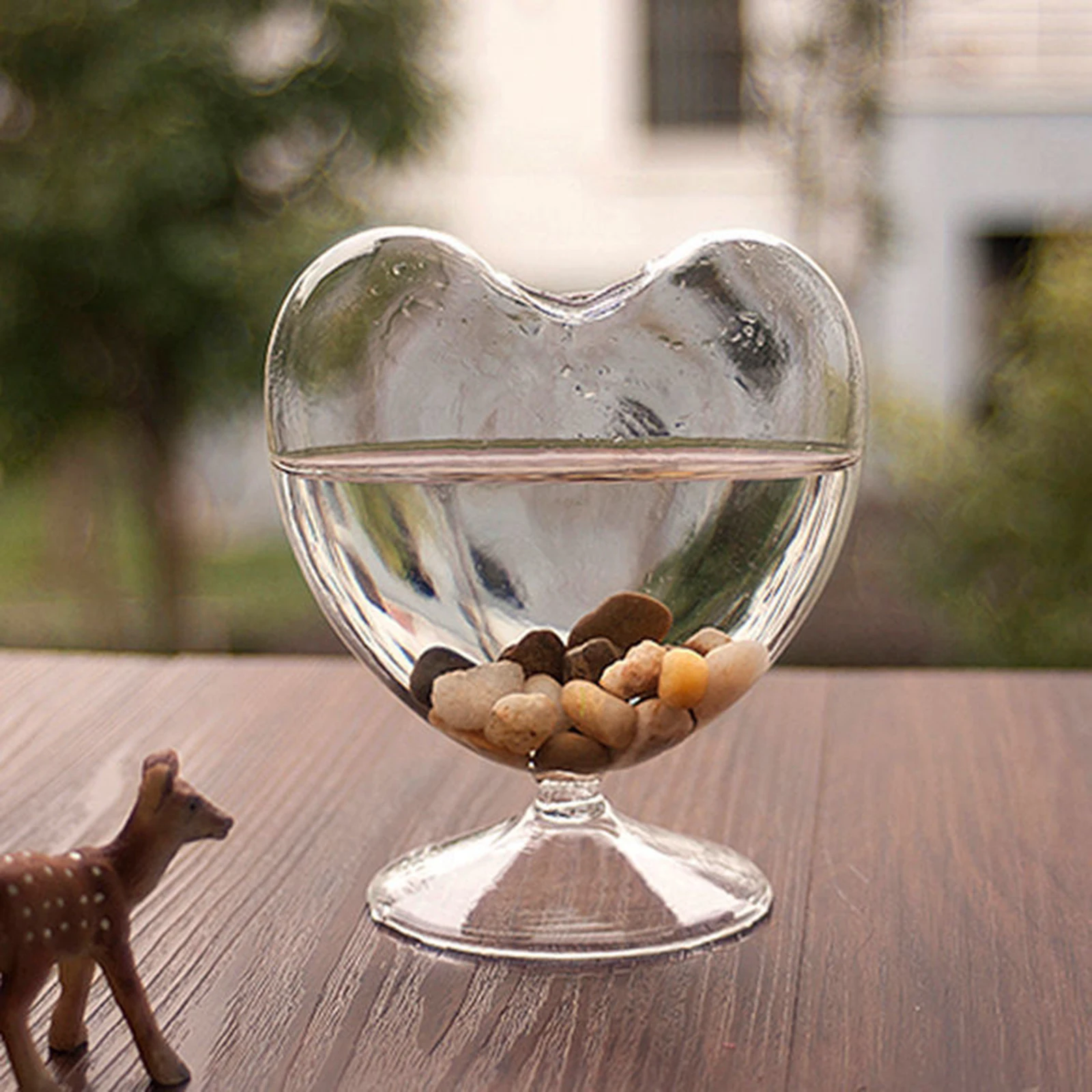 Transparente Glasvase, Bücherregal, Blumenarrangement, Schreibtischschrank, herzförmige Vase für Schlafzimmer, Arbeitszimmer, Wohnheim, Geburtstagsgeschenk Image