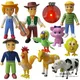 10pcs/set Cute Happy Farm Action Figures La Granja De Zenon Red Barn Barnyard Farm Kids Baby Animals