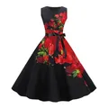 Sommer Frauen Kleider lässig Blumen druck Retro Vintage 50er 60er Jahre Sommerkleid Rockabilly Swing