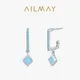 Ailmay-Boucles d'oreilles pendantes turquoise pour femme argent regardé 925 massif design