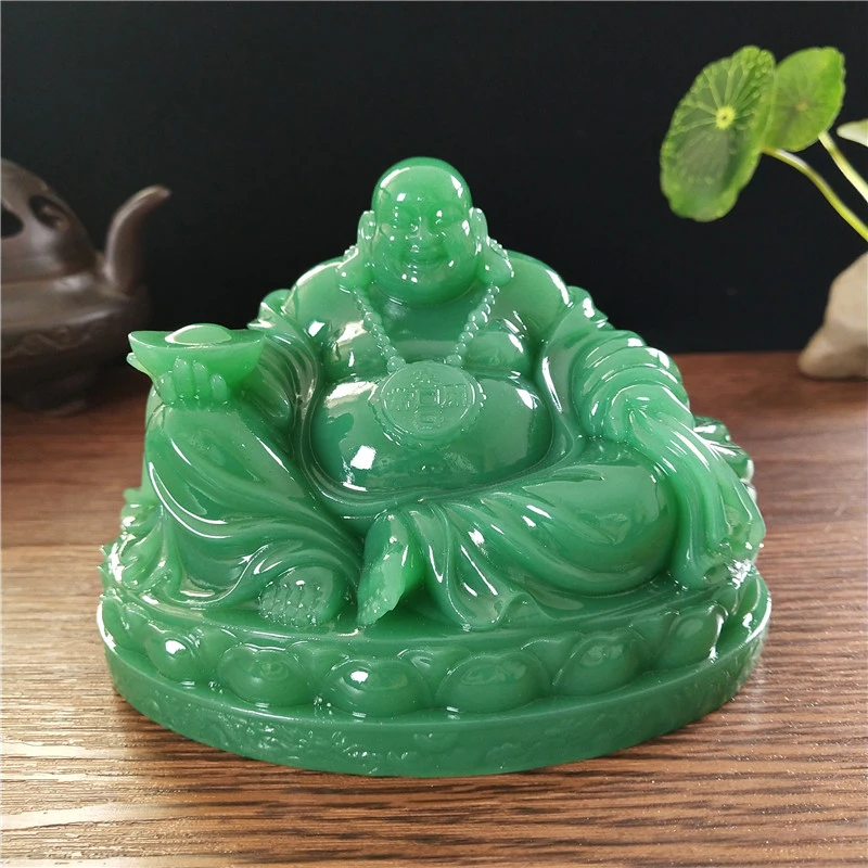 Chinesische Feng Shui Laughing Buddha Statue Mann-made Jade Stein Ornamente Große Maitreya Buddha Skulptur Figuren Home Dekoration