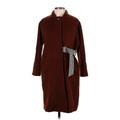 Petite Studio New York Wool Coat: Knee Length Burgundy Solid Jackets & Outerwear - Women's Size 2X-Small