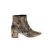 Cole Haan Ankle Boots: Gold Snake Print Shoes - Women's Size 8 - Almond Toe