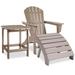 Highland Dunes Kinsela Outdoor Adirondack Chair And Ottoman w/ Side Table Plastic/Resin in Gray/Brown | 38 H x 31.75 W x 33.25 D in | Wayfair