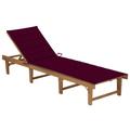 Ebern Designs Patio Lounge Chair w/ Cushion Folding Sunlounger Solid Acacia Wood Wood/Solid Wood in Brown/White | Wayfair