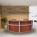 Hokku Designs Marque Reception Curved Desk Workstation Wood in Brown | 45.5" H x 124.5" W x 49" D | Wayfair 69D7F0ED519B4AFE916572D80CBC2CFC