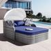 Dovecove Freeport 79.9" Wide Outdoor Wicker Patio Daybed w/ Cushions Wicker/Rattan in Gray/Brown | Wayfair 2BC45D23521C4A808858753B37049C8C