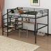 Mason & Marbles Leschenault Full Size Metal Loft Bed w/ Desk & Lateral Storage Ladder Metal in Black | 67 H x 56 W x 92.7 D in | Wayfair