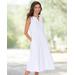 Appleseeds Women's Nantucket Cotton Tiered Dress - White - PM - Petite