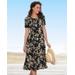 Appleseeds Women's Batik Vines Button-Front Dress - Black - S - Misses