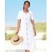 Appleseeds Women's Captiva Drawstring Button-Front Dress - White - S - Misses