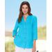 Appleseeds Women's Nantucket Cotton Fringed Button-Front Tunic - Blue - PXL - Petite