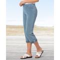 Appleseeds Women's Classic Knit Denim Capri - Denim - PM - Petite