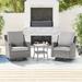 Winston Porter 3-Set Outdoor PE Wicker Furniture Swivel Rocking Couch Set w/ Coffee Table Metal in Gray | Wayfair 5D1DB8829B474AFF91BAC66406ACB61E