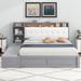 Latitude Run® Platform Bed Frame w/ Storage Shelves Wood & Upholstered/ in Brown/Gray | 39.4 H x 78.1 W x 86.8 D in | Wayfair