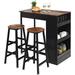 17 Stories 3 Piece Pub Dining Set, Wooden Counter Height Table Set w/ 2 Bar Stools, Industrial Bar Table Set | Wayfair