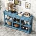 Winston Porter Sideboard, Sideboards & Buffets, Buffet Cabinet Wood in Blue | 32.3 H x 58.1 W x 14.2 D in | Wayfair