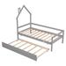 Red Barrel Studio® Twin House Wooden Daybed w/ Trundle, Twin House-Shaped Headboard Bed w/ Guardrails | Wayfair 63CE0614C252448DA57E2DB557577AA3