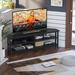 Latitude Run® Corner TV Stand w/ Power Outlet, Corner Entertainment Center Corner TV Table w/ 4 Open Storage Corner TV Cabinet, Black | Wayfair