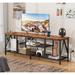 17 Stories TV Stand w/ Power Outlets For 65 70 Inch TV, Entertainment Center w/ Open Storage Shelves, Long 63" TV Media Console Table, Rustic Brown | Wayfair
