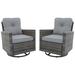 Wildon Home® 2-Piece Wicker Outdoor Rocking & Swivel Chair Set w/ 3.7 inches Cushions Wicker/Rattan/Fabric in Gray | 32.7 H x 26 W x 30 D in | Wayfair