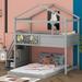 Harper Orchard Twin Over Full House Bunk Bed w/ Storage Staircase & Blackboard, Wood in Gray | Wayfair 024703C049DF41A4ADEB2A1E6A5FCDC0