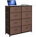 Rebrilliant Nattaly 8 Drawer 33.7" W Double Dresser Wood/Metal in Black/Brown | 35 H x 33.7 W x 11.69 D in | Wayfair